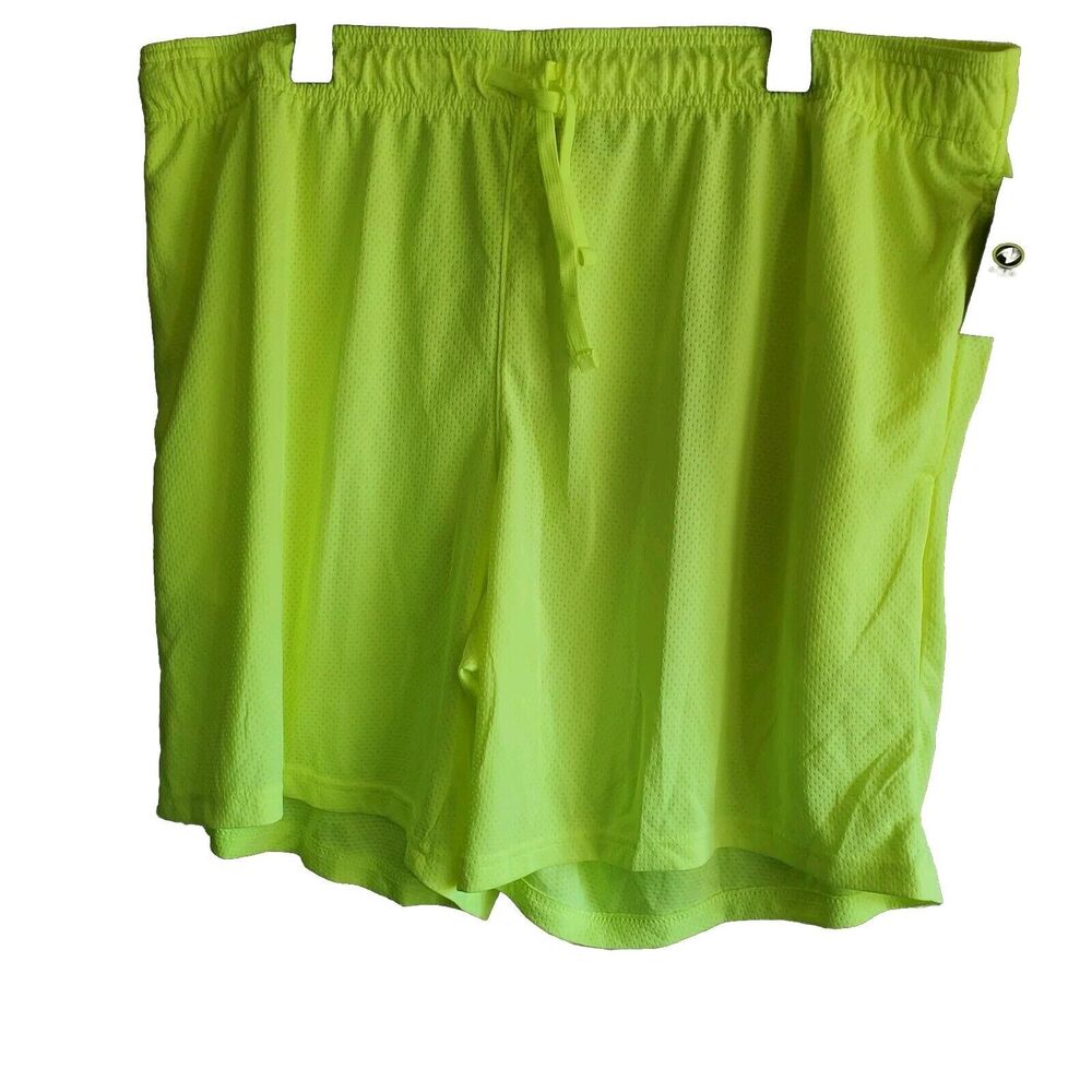 Athletic Works Shorts Mens 2XL 44-46 Neon Yellow Elastic Waist Drawstring Flaw
